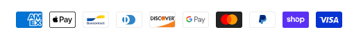 Supported payment methods: American Express, Apple Pay, Bancontact, Diners, Discover, Google Pay, Mastercard, PayPal, Shop Pay, Visa